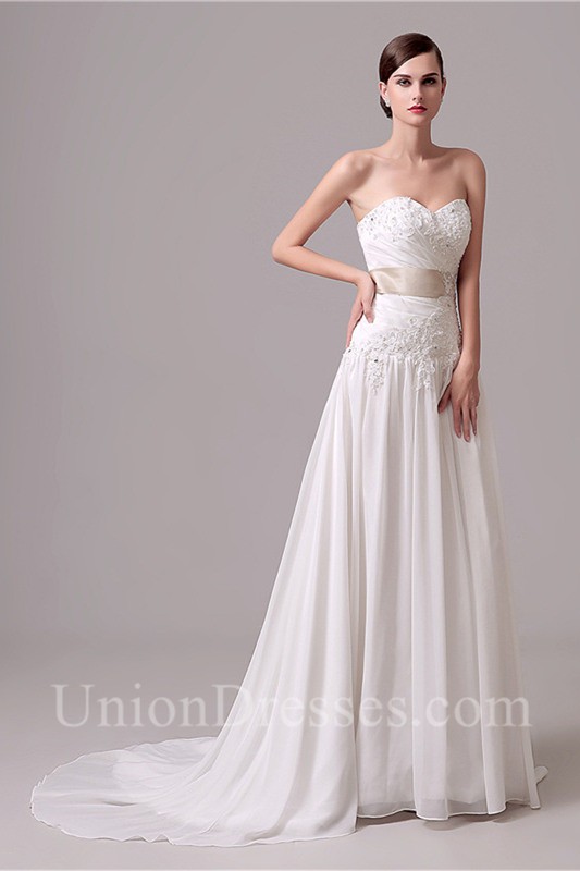 Drop Waist Chiffon Wedding Dress 8