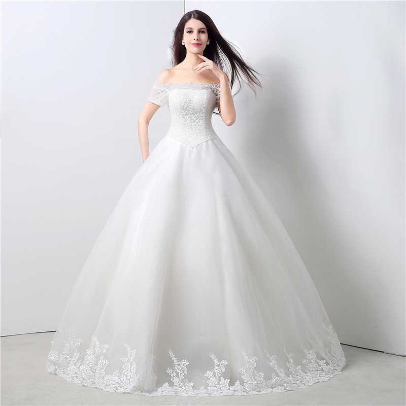 Drop Shoulder Wedding Dress 8
