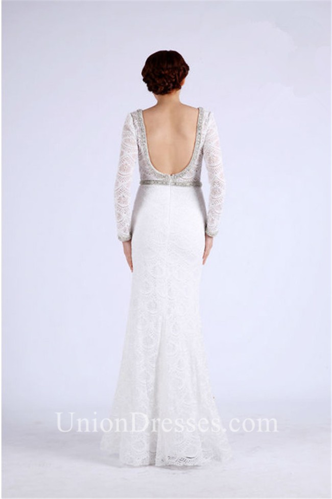 sheath v neck open back long sleeve white lace beaded light purple dress casual