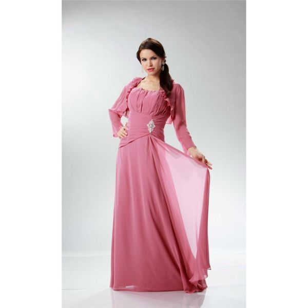 Elegant Sheath Strapless Rose Chiffon Ruched Mother Evening Dress ...