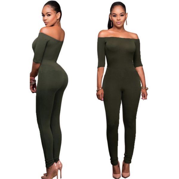 Off The Shoulder Casual Bodycon Rompers Women Jumpsuit With Sleeves