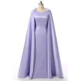 Column Scoop Sleeveless Long Lavender Satin Occasion Evening Dress With ...