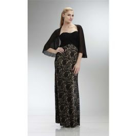 Elegant Strapless Empire Waist Black Lace Mother Of The Bride Dress With Jacket