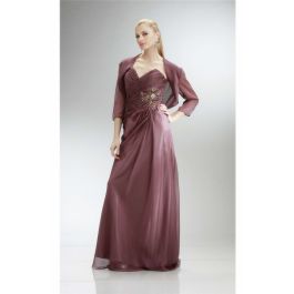 Elegant Sweetheart Rose Chiffon Ruched Mother Evening Dress Bolero Jacket