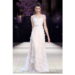 Fantastic Bateau Neck Long White Lace Flower Special Occasion Evening Dress With Sleeves