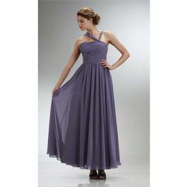 Graceful Long Charcoal Gray Chiffon Ruched Bridesmaid Dress With Straps