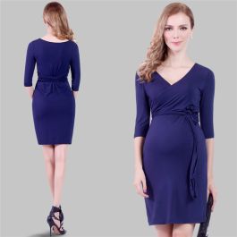 Sheath V Neck Short Purple Jersey Pregnant Party Dress With Sleeves Sash