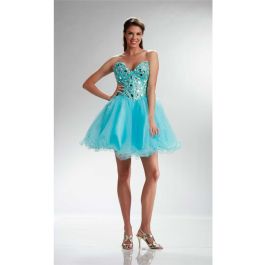 Tutu Sweetheart Short Blue Tulle Rhinestone Sparkly Cocktail Prom Dress