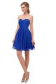 New Arrival Short A Line Sweetheart Pleated Royal Blue Chiffon Prom Evening Dress