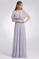 Sexy Off The Shoulder Side Slit Ruched Lavender Chiffon A Line Prom Evening Dress 