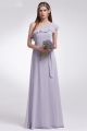 Elegant One Shoulder Lavender Chiffon A Line Prom Bridesmaid Dress With Ruffles And Sash