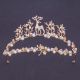 Beautiful Gold Alloy Crystal Pearl Reindeer Wedding Bridal Tiara Crown