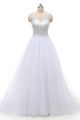 Stunning A Line V Neck Beaded Appliques White Tulle Wedding Dress