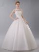 Stunning Ball Gown Boat Neck Corset Crystal Beaded Appliques Ivory Tulle Wedding Dress