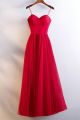 Elegant Sweetheart Spaghetti Straps Corset Red Tulle A Line Prom Evening Dress 