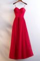 Elegant Sweetheart Spaghetti Straps Corset Red Tulle A Line Prom Evening Dress 