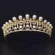 Vintage Gold Alloy Diamond Pearl Wedding Bridal Tiara Crown