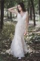 Elegant V Neck Low Back Long Mermaid Lace Wedding Dress         