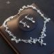 Boho Alloy Crystal Pearl Wedding Jewelry Set Including Necklace Earrings