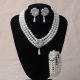 Elegant Pearl Diamond Wedding Bridal Jewelry Set Including Necklace And Earrings