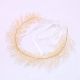 Boho Crystal White Ribbon Gold Laurel Wreath Headpiece