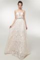 Sexy Sweetheart Crystal Beaded Ivory Lace Long A Line Prom Evening Dress 