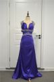 Elegant Beaded Mermaid Purple Prom Party Dress Sweetheart Open Back