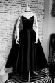 Romantic Strapless Black High Low Ball Gown Prom Evening Dress