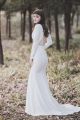 Sexy Deep V Neck Long Sleeve Open Back White Mermaid Wedding Dress With Buttons