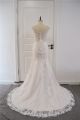 Beautiful Beaded Mermaid Wedding Dress Cap Sleeves See Through Back Champagne Lace