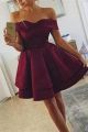 Lovely Short Mini A Line Off The Shoulder Burgundy Prom Party Dress