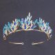 Greek Blue Crystal Gold Leaf Laurel Wreath Prom Homecoming Tiara Crown