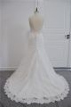 Charming Beaded Mermaid Wedding Dress V Neck Spaghetti Straps Backless Ivory Lace