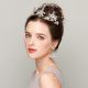 Gorgeous Pearl Crystal Gold Leaf Prom Homecoming Tiara Crown With Earrings