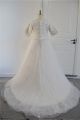 Modest Crystal Beaded Plus Size Wedding Dress Half Sleeves White Tulle With Embroidery