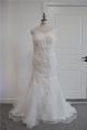 Vintage Plus Size Mermaid Wedding Dress V Neck Ivory Organza Appliques With Buttons