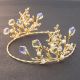 Greek Pearl Crystal Gold Leaf Laurel Wreath Prom Homecoming Tiara Crown