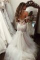Sexy Mermaid Off The Shoulder See Through Back Lace Tulle Wedding Dress Bridal Gown