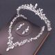 Stunning Crystal Pearl Women's Jewelry Set Including Necklace, Earrings,Crown