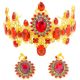 Gorgeous Ruby Gold Alloy Prom Homecoming Tiara Crown With Earrings