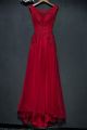 Stunning Illusion Neckline Corset Crystal Beaded Red Prom Evening Dress With Appliques
