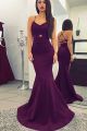 Sexy Purple Mermaid Prom Evening Dress V Neck Cross Straps With Cut Out