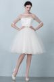 Short Ball Gown Half Sleeve Lace Beach Destination Wedding Dress With Bow Belt