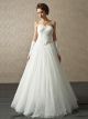 Elegant A Line Sweetheart Corset Crystal Beaded White Tulle Wedding No Train