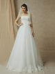 Charming A Line Strapless Beaded Lace Tulle Wedding Bridal Dress With Belt