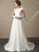 Elegant A Line One Shoulder Sheer Back Crystal Beaded Lace Tulle Wedding Bridal Dress 
