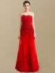 Beautiful Mermaid Sweetheart Corset Beaded Red Lace Tulle Prom Evening Dress 