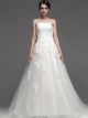 Stunning A Line Strapless Corset Beaded Lace Wedding Bridal Dress 