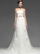Elegant A Line Strapless Corset Beaded Lace Wedding Bridal Dress 