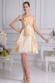Lovely A Line With Straps Flowers Champagne Organza Beach Destination Wedding Dress 